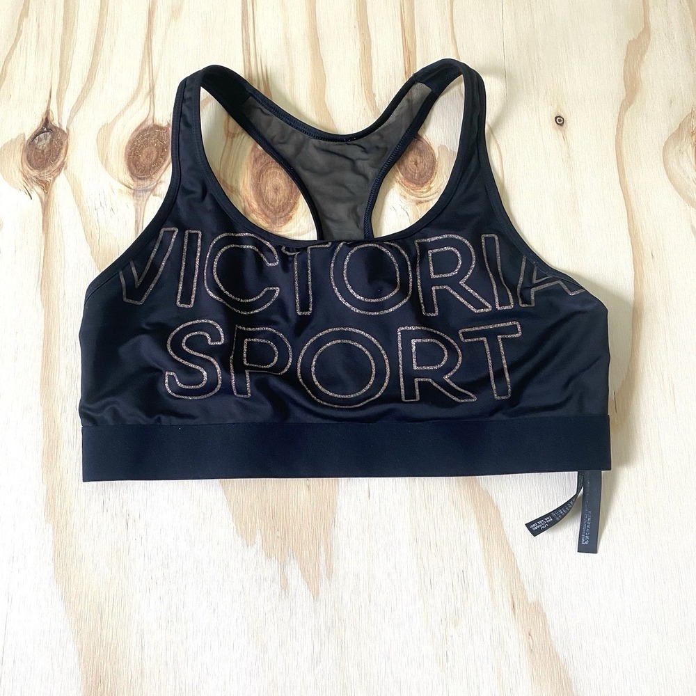 Victoria Secret Sports Women's Large Bra Player Racerback Moisture Wicking Black